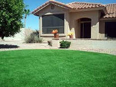 front yard artificial grass after installation